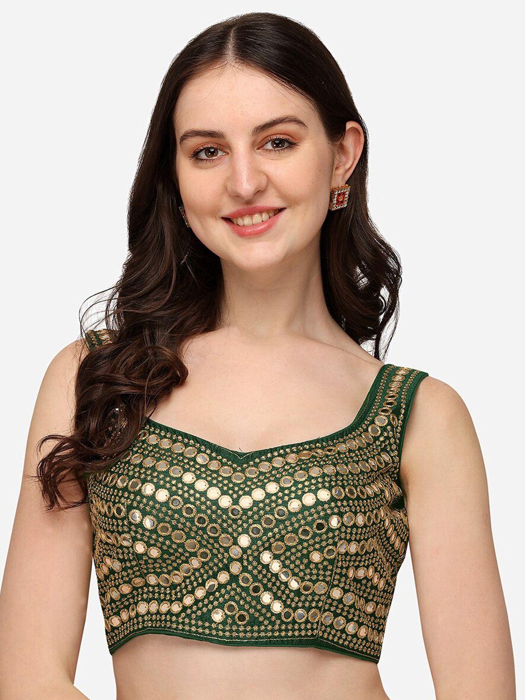 bhavyam embroidered silk sleeveless saree blouse