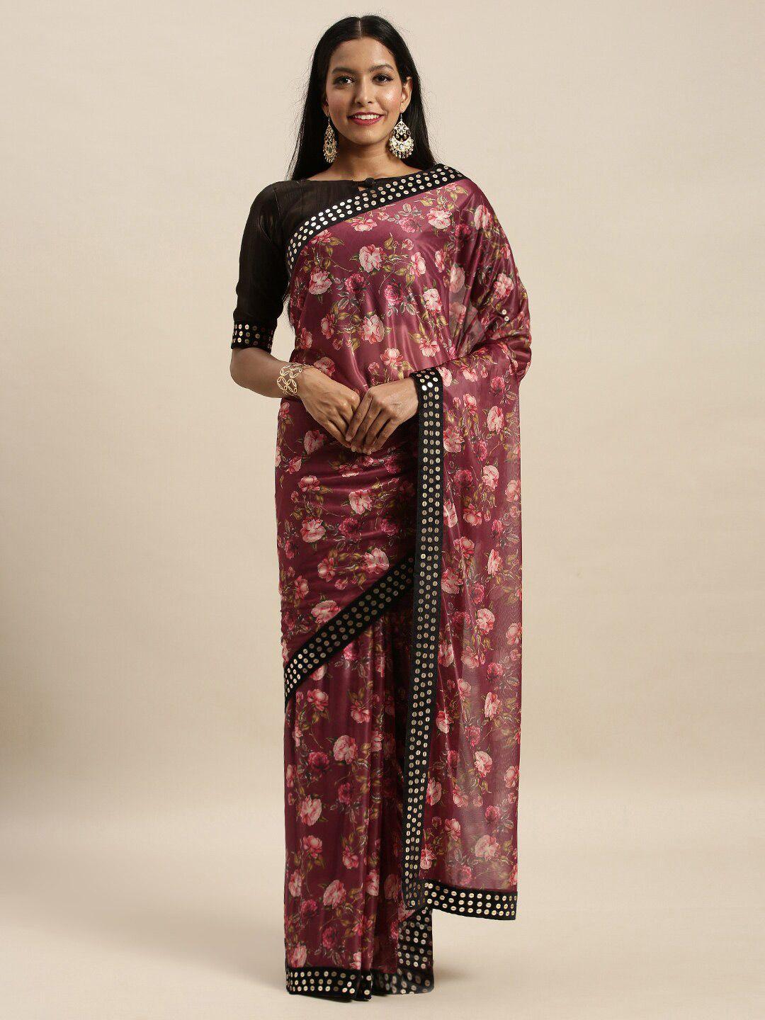 bhavyam floral printed sequinned saree