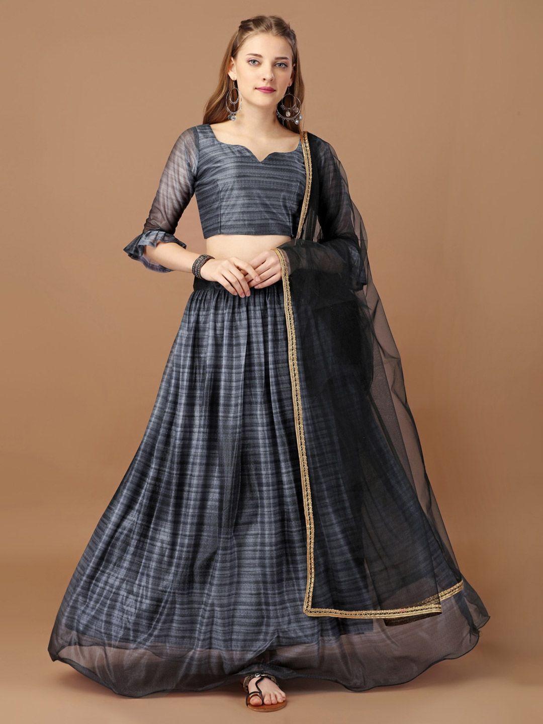 bhavyam printed semi-stitched lehenga & unstitched blouse with dupatta