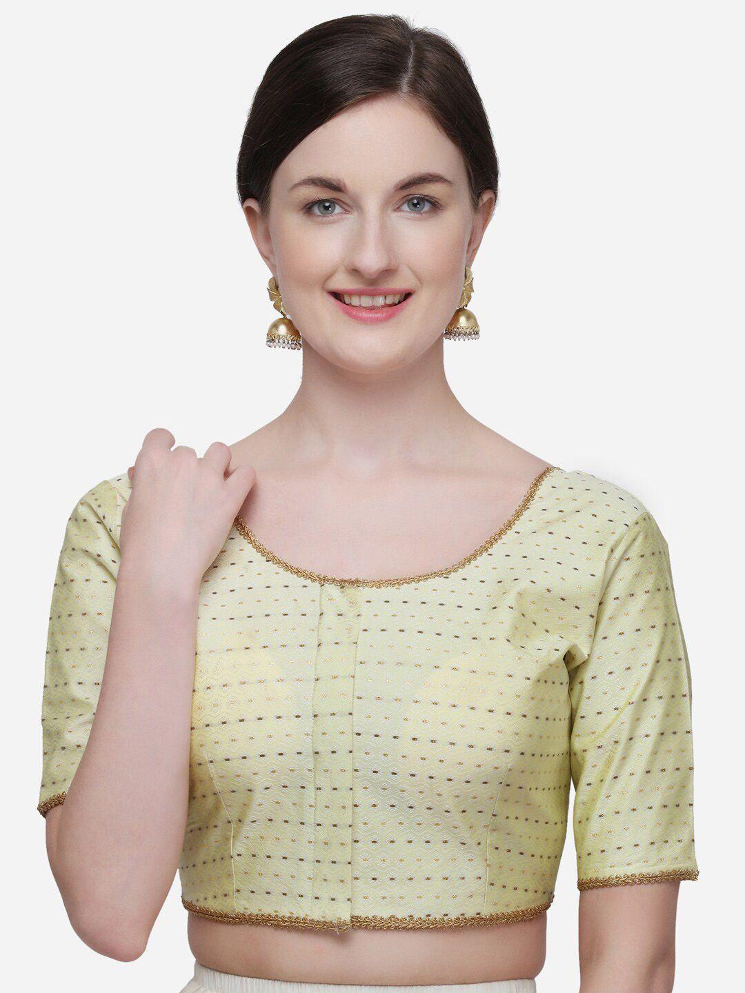 bhavyam round neck jacquard saree blouse