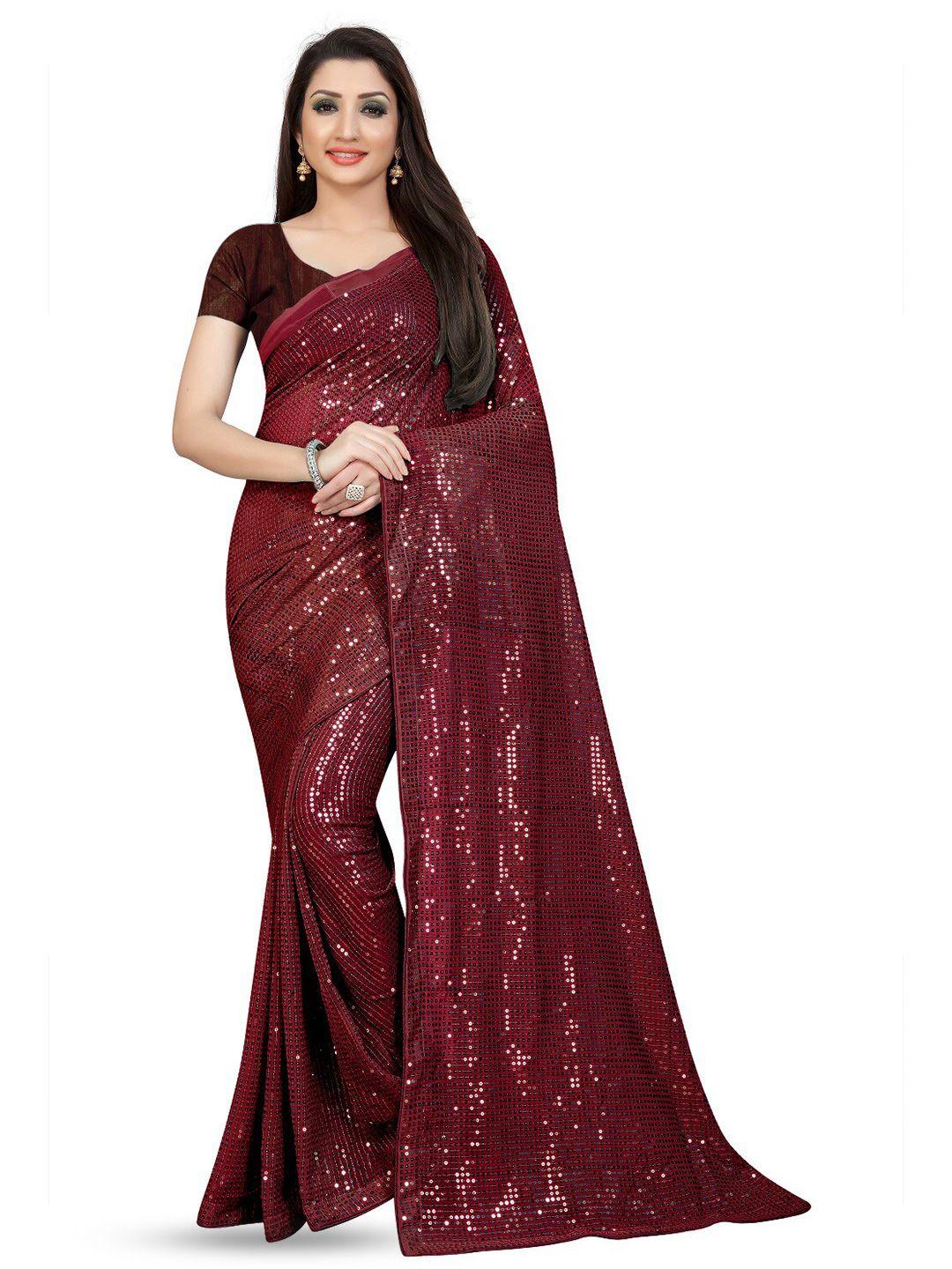 bhavyam sequinned embellished pure georgette saree