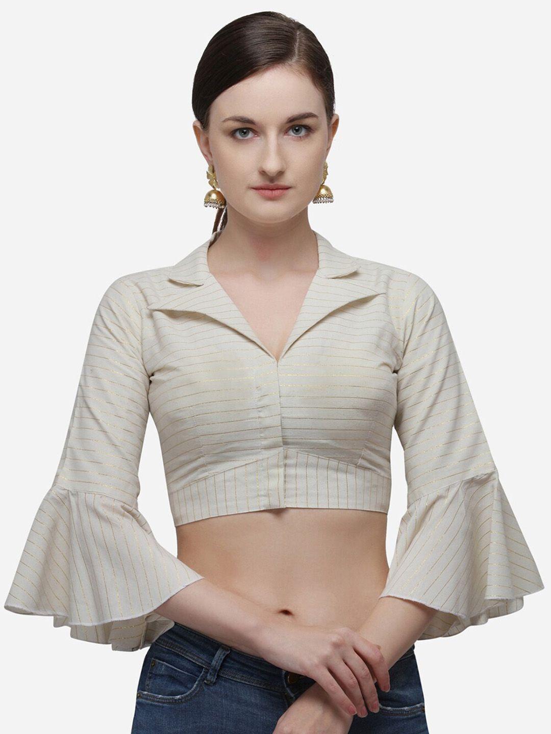 bhavyam striped shirt collar saree blouse