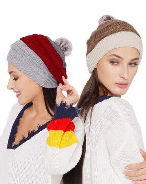bhcombo-050822-055-056 pack of 2 beanies with pom pom