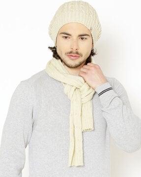 bhcombo-091221-003-025-m knitted woollen beanie cap with muffler