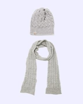 bhcombo-091221-004-026 knitted beanie cap with muffler