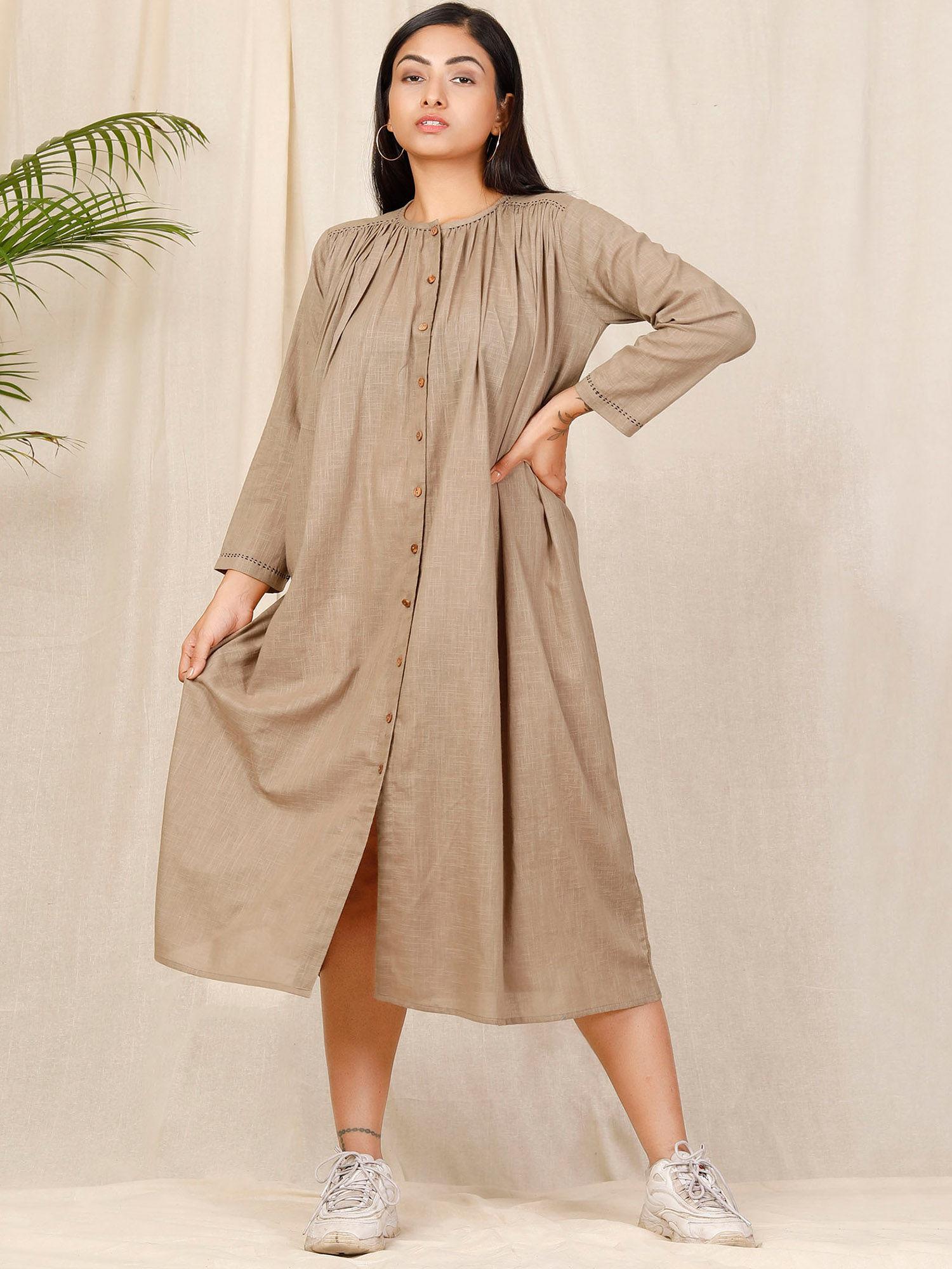 bhuri shoulder gathered dress