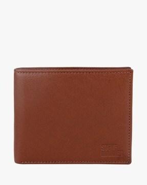 bi-fold wallet with embossed brand typography