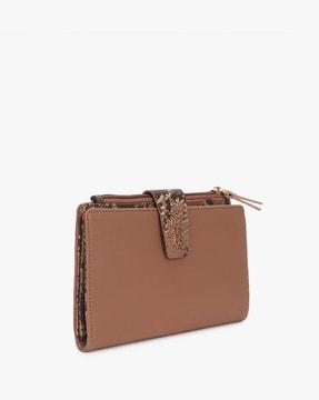 bi-fold wallet with external zipped pocket