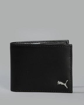 bi-fold wallet with metal logo