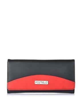 bi-folded clutch with external zip pocket