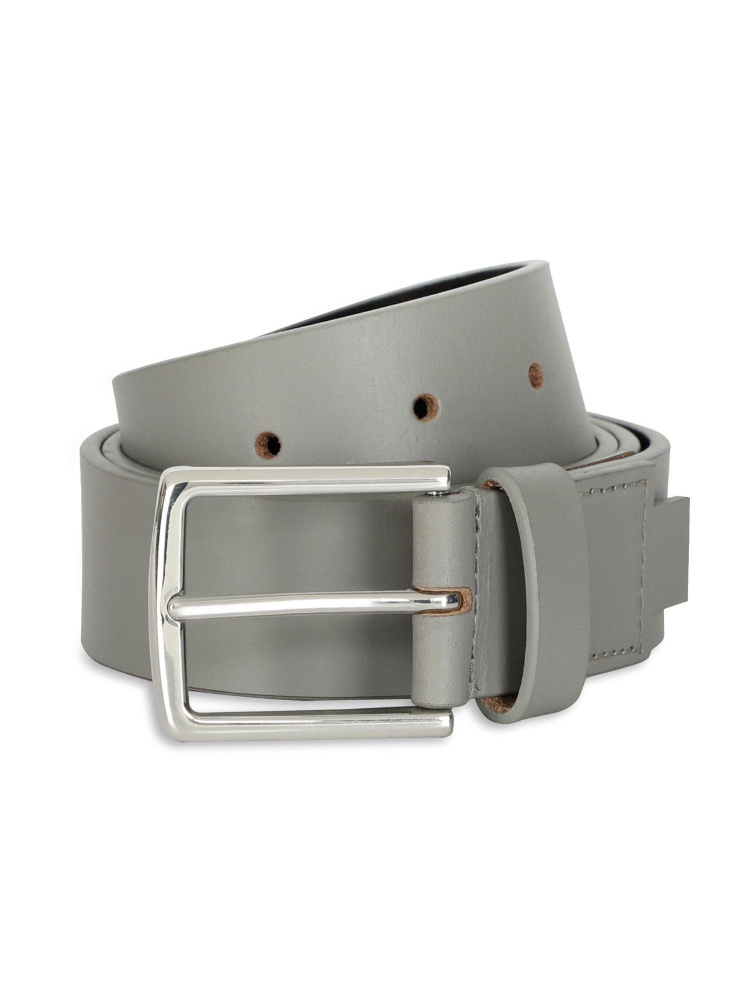 bianka mens leather belt solid grey s 8903496180114