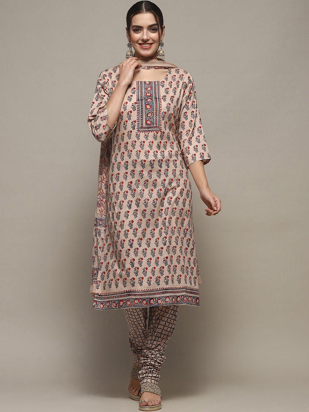 biba ethnic motifs printed cotton unstitched dress material