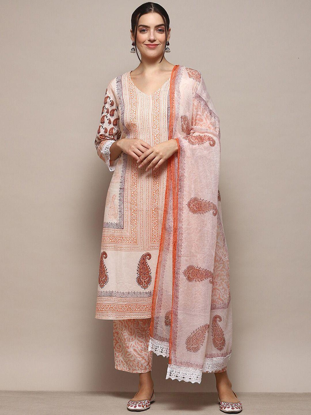 biba ethnic motifs printed pure cotton unstitched dress material