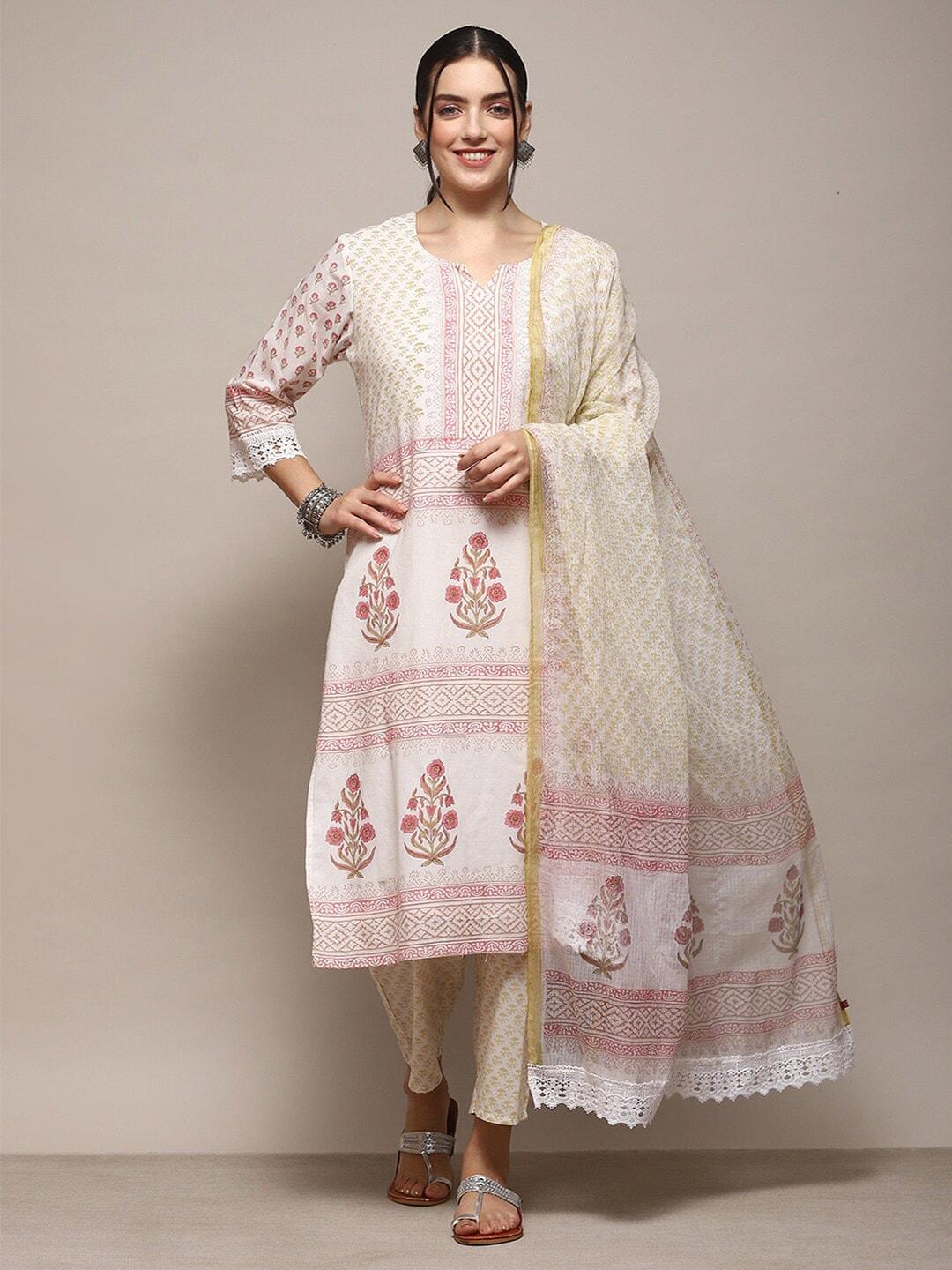 biba ethnic motifs printed pure cotton unstitched dress material