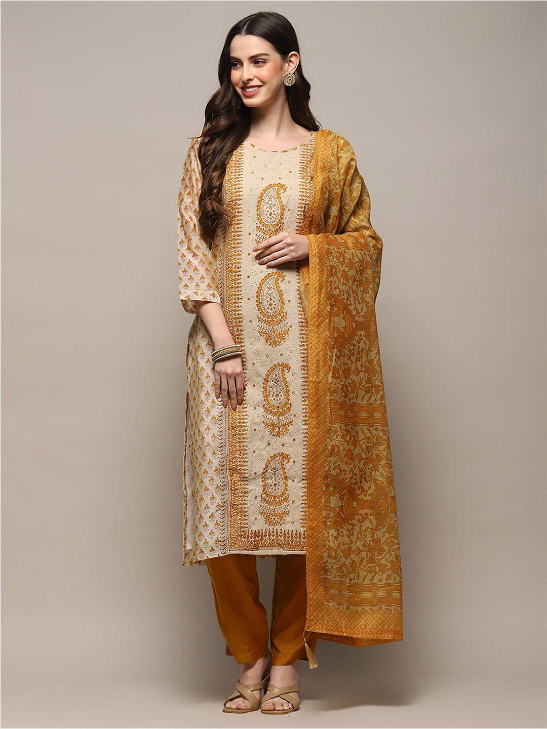 biba ethnic motifs printed sequined unstitched dress material