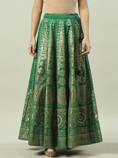 biba green printed skirts