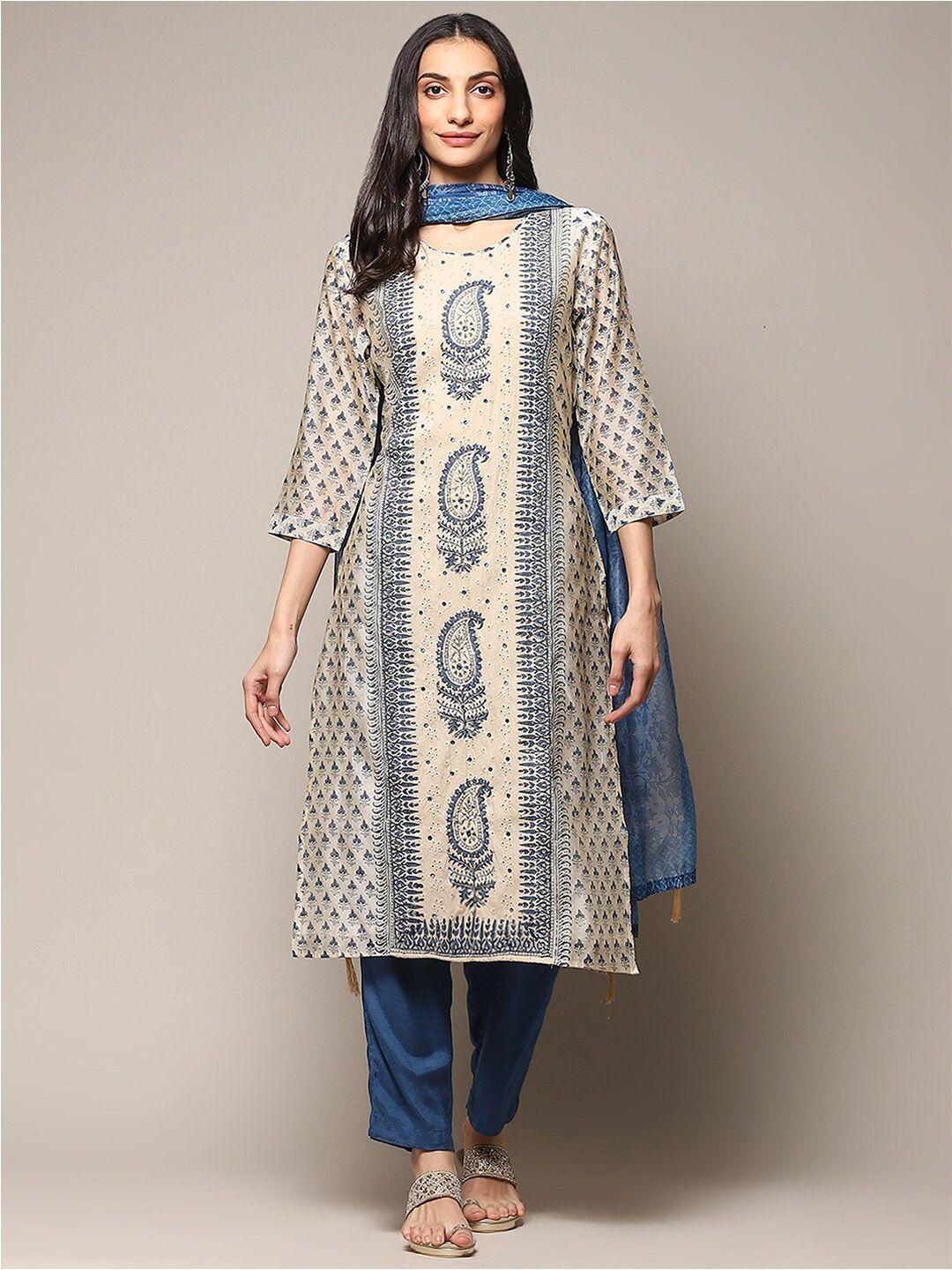biba paisley printed unstitched dress material