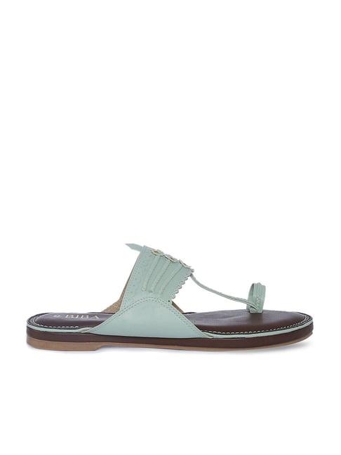 biba women's sea green toe ring sandals