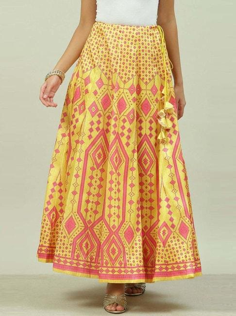 biba yellow printed skirt
