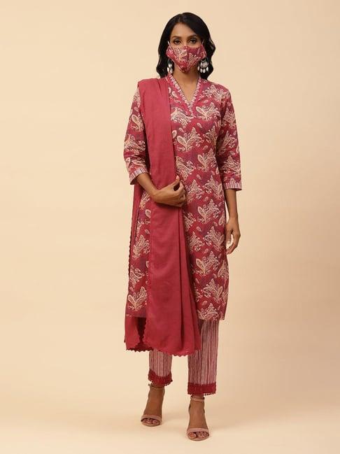 biba berry red printed suit set