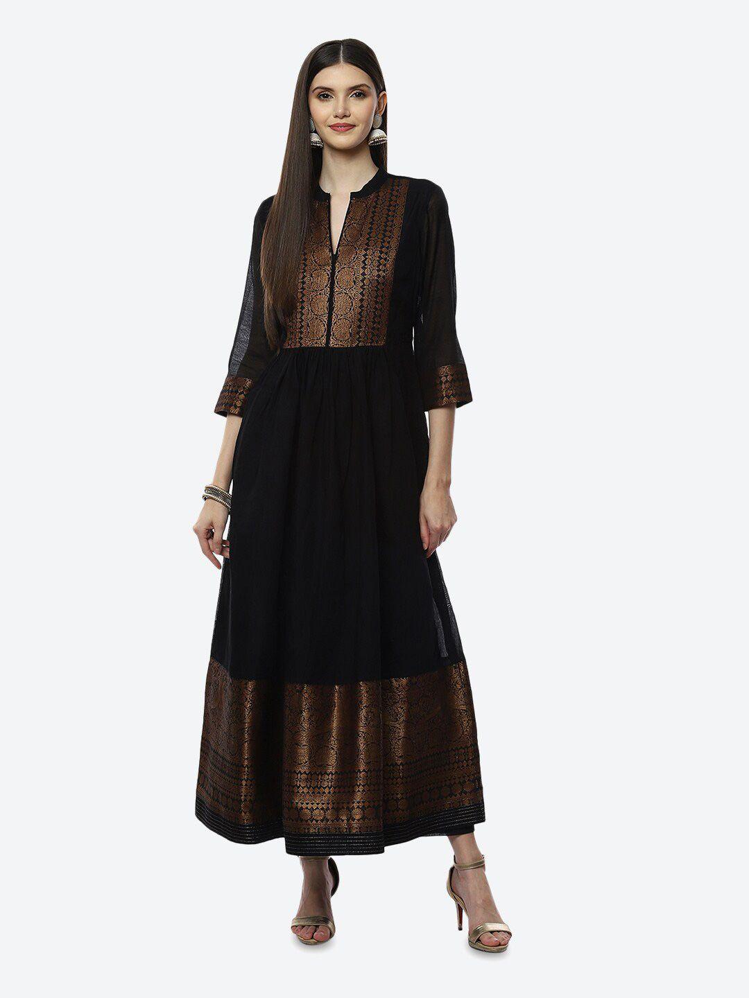 biba black ethnic motifs maxi dress