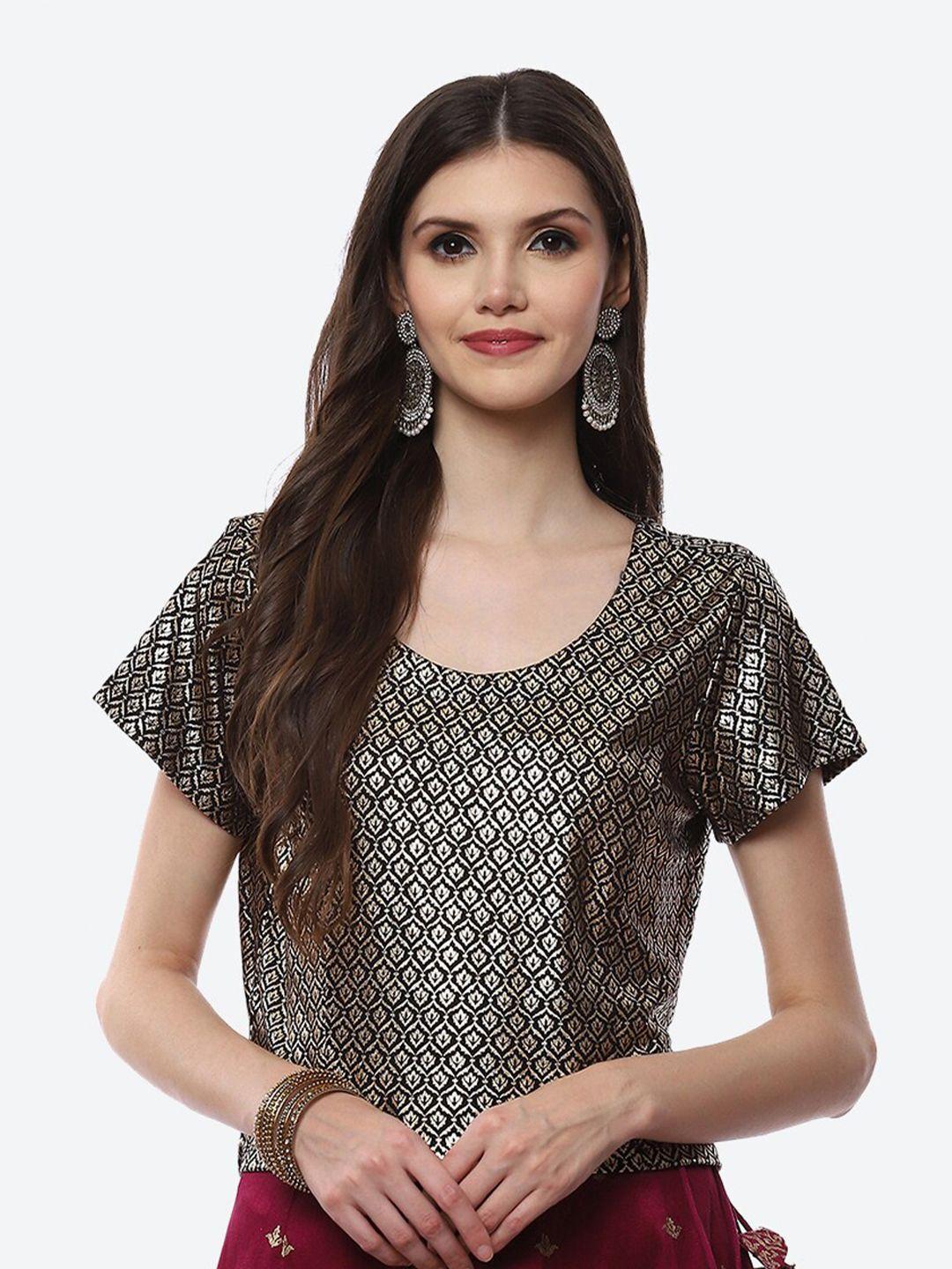 biba black geometric printed top