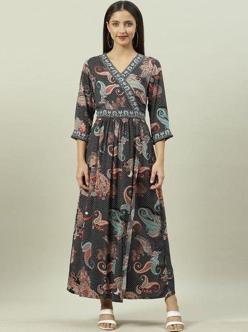 biba black printed maxi dress