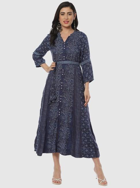 biba blue printed maxi dress