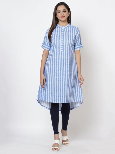 biba blue striped kurta