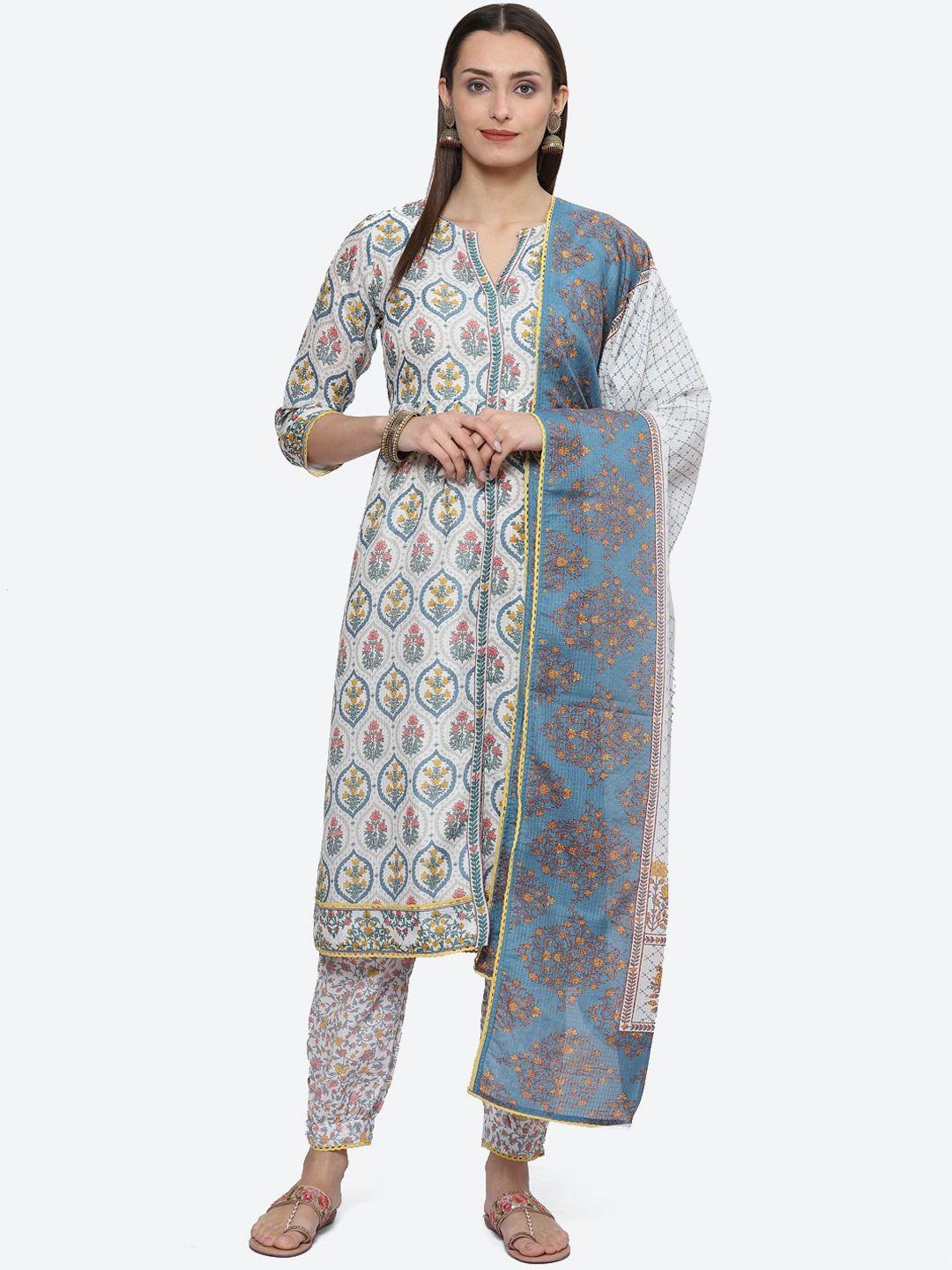 biba ethnic motifs printed a-line kurta with salwar & dupatta