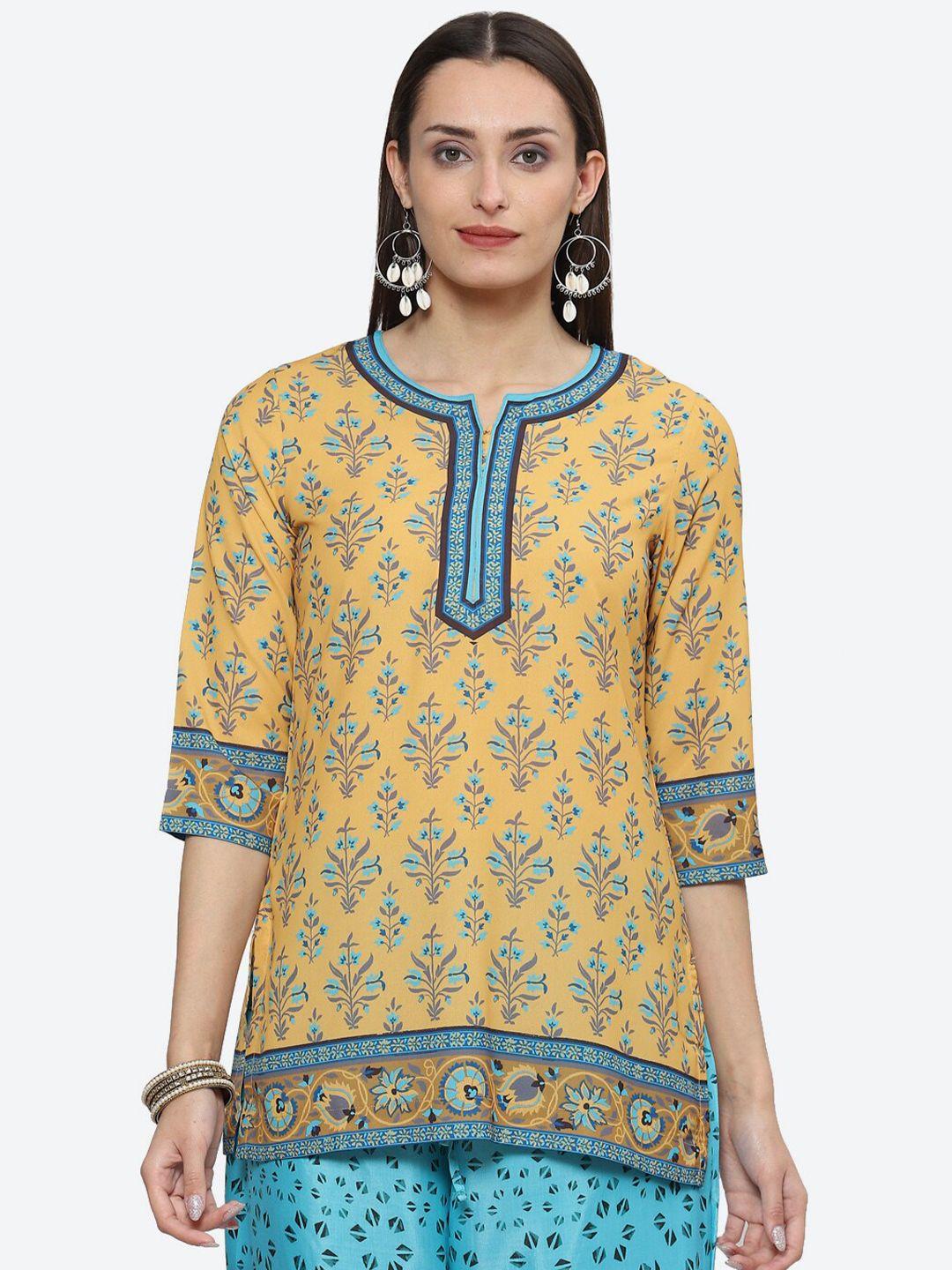 biba ethnic motifs printed notched neck kurti