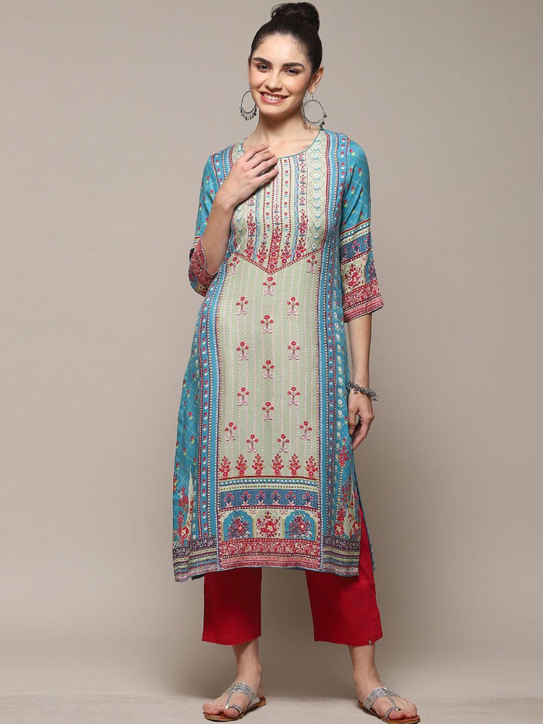 biba ethnic motifs printed straight kurta