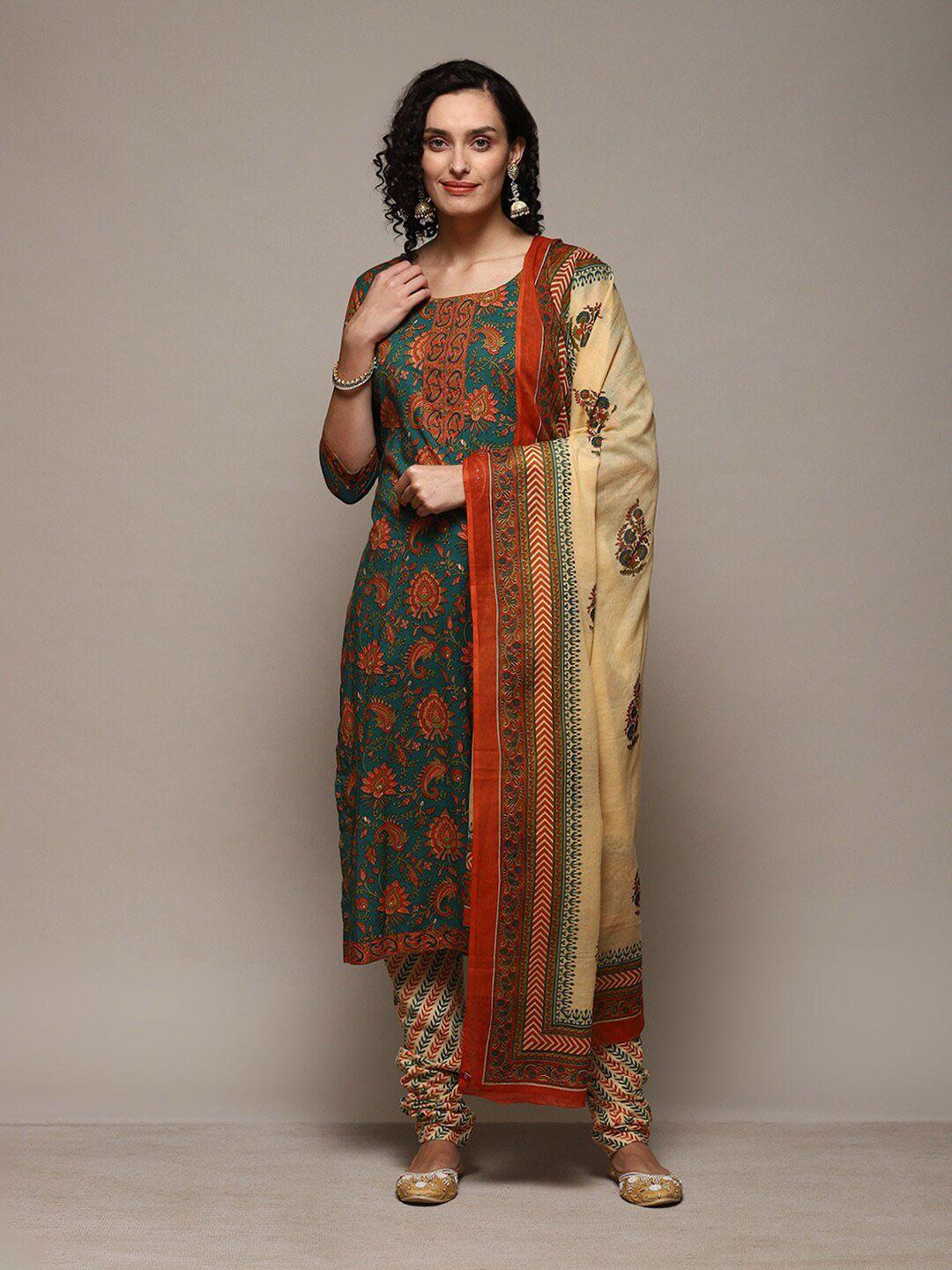 biba ethnic motifs printed unstitched dress material