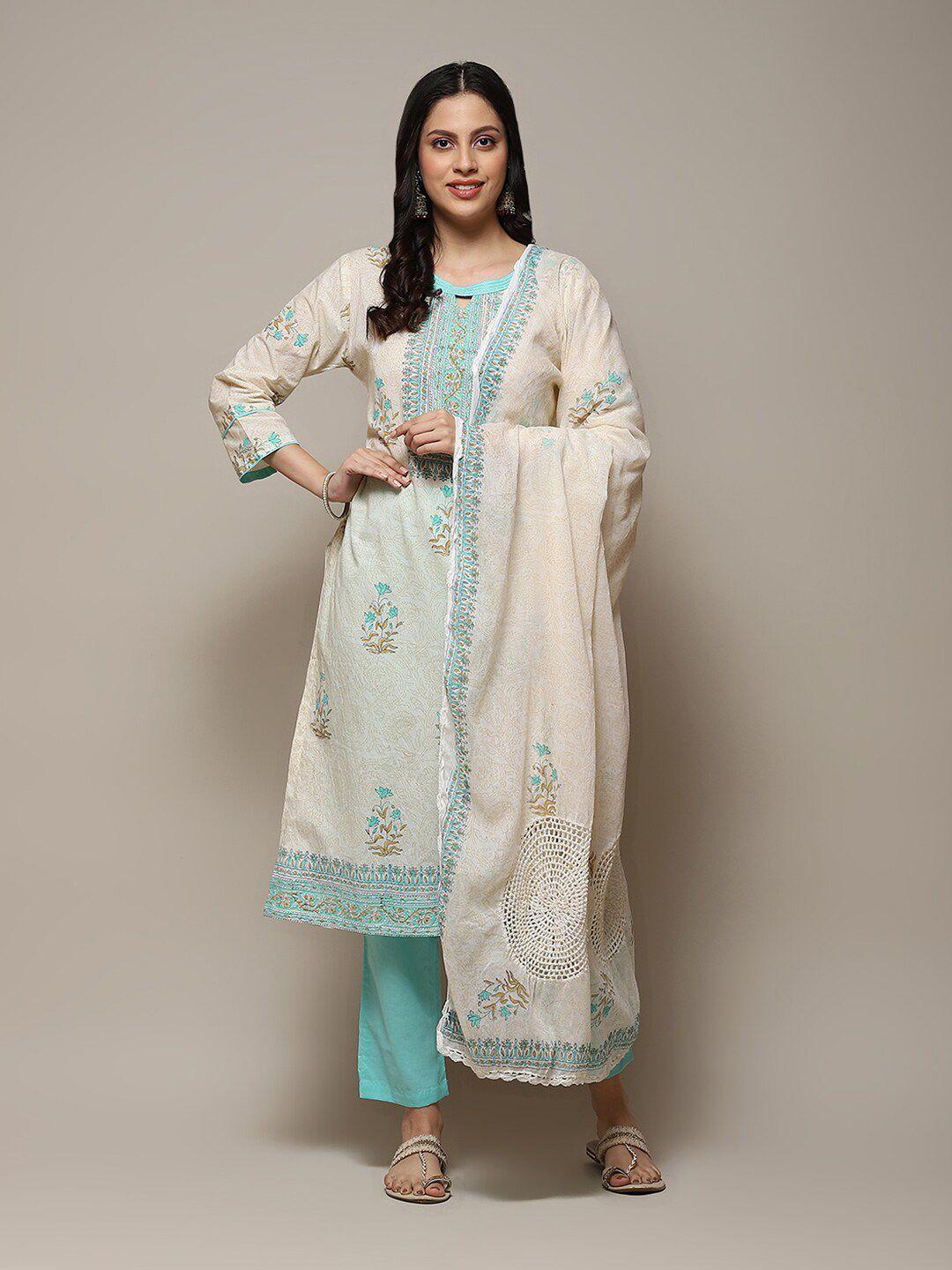 biba ethnic motifs printed unstitched dress material