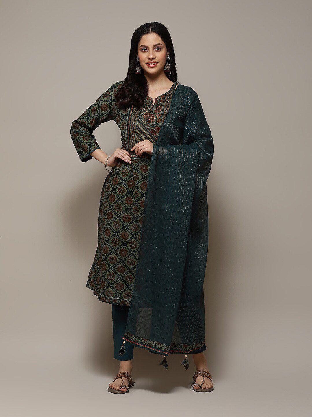 biba ethnic motifs printed unstitched dress material