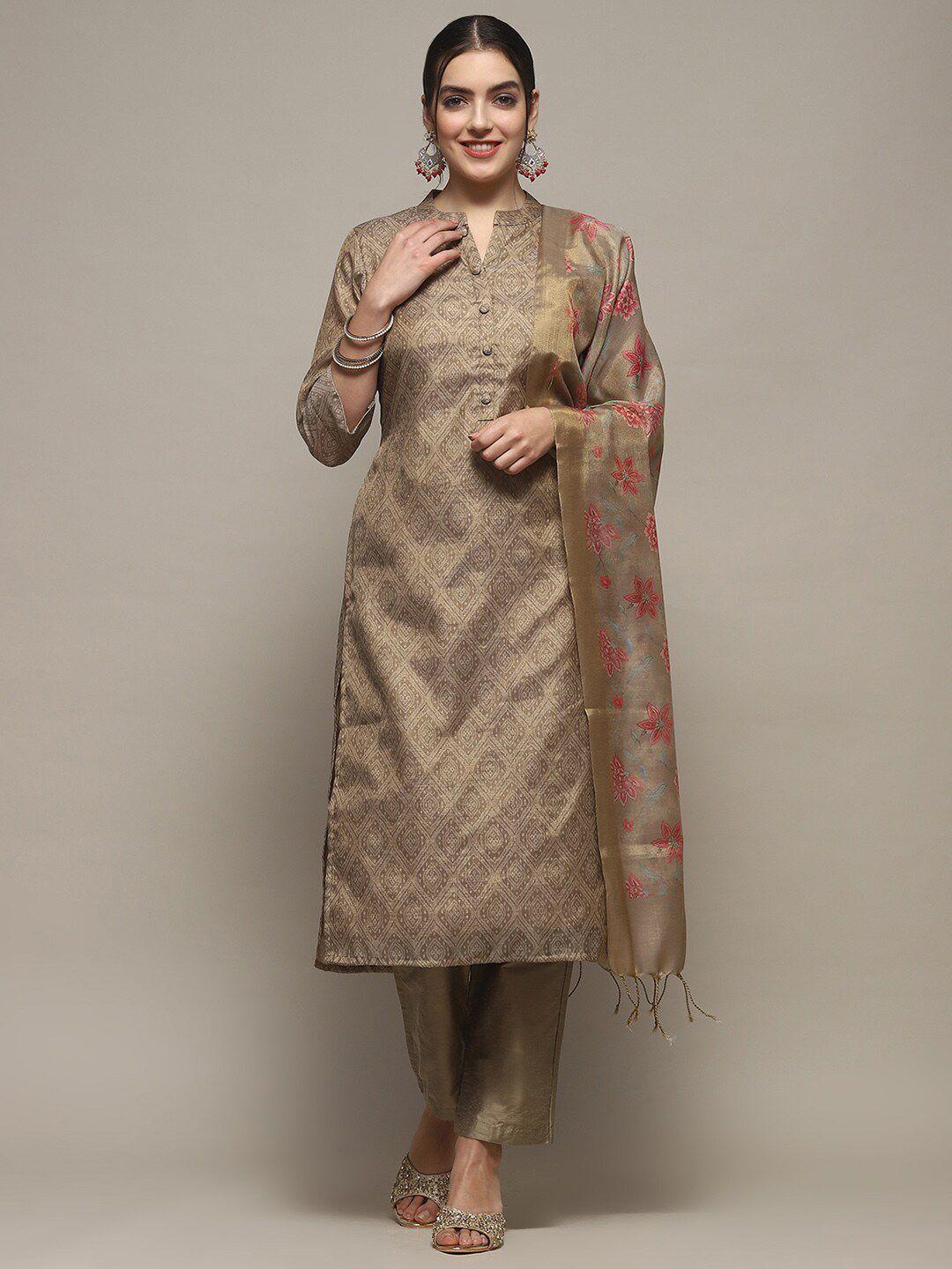 biba ethnic motifs printed unstitched dress material