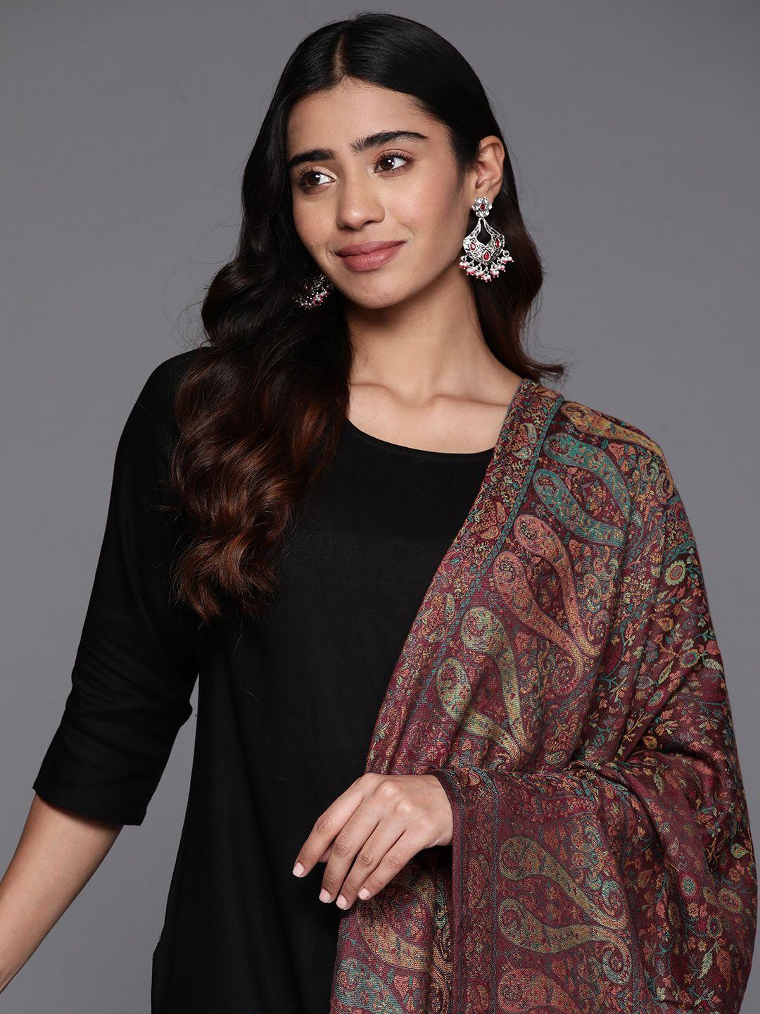 biba ethnic motifs woven design shawl