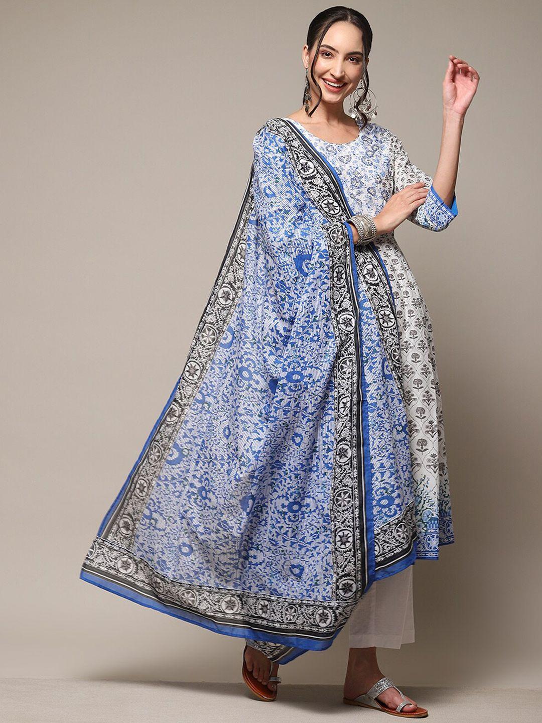 biba floral printed a-line kurta with palazzos & dupatta