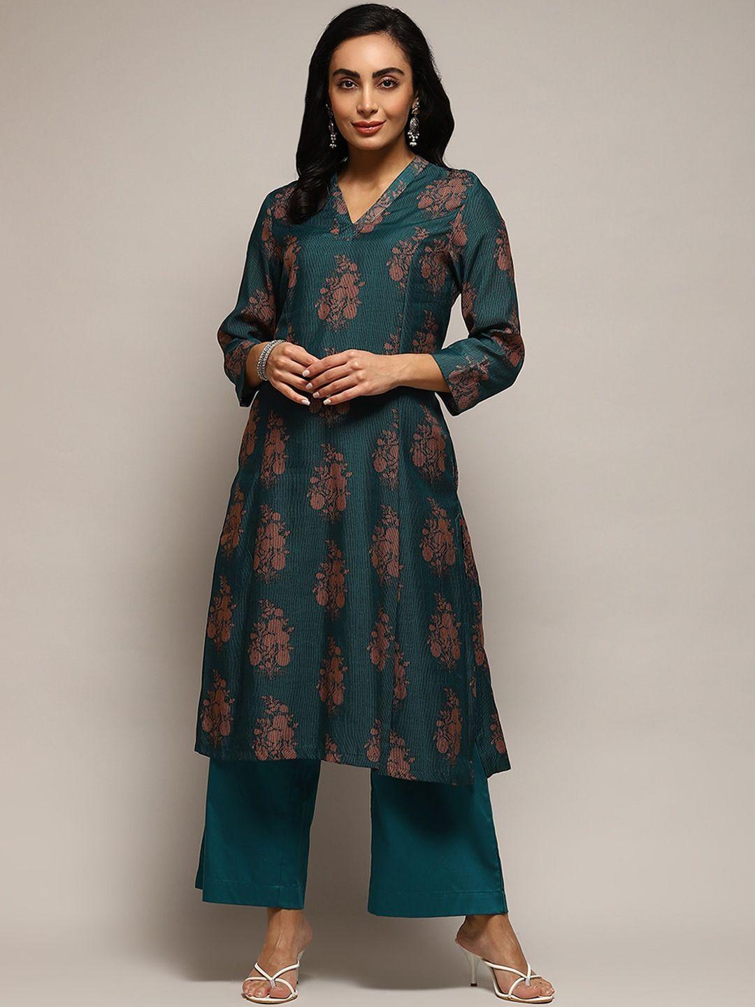 biba floral printed a-line kurta with palazzos