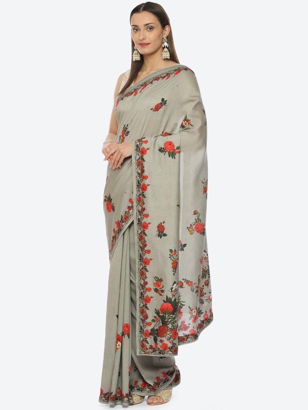 biba floral printed chanderi saree by rohit bal