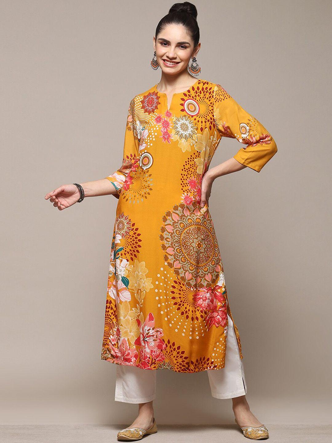 biba floral printed thread work kurta