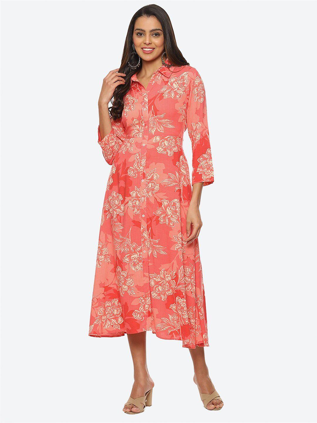 biba floral shirt midi dress