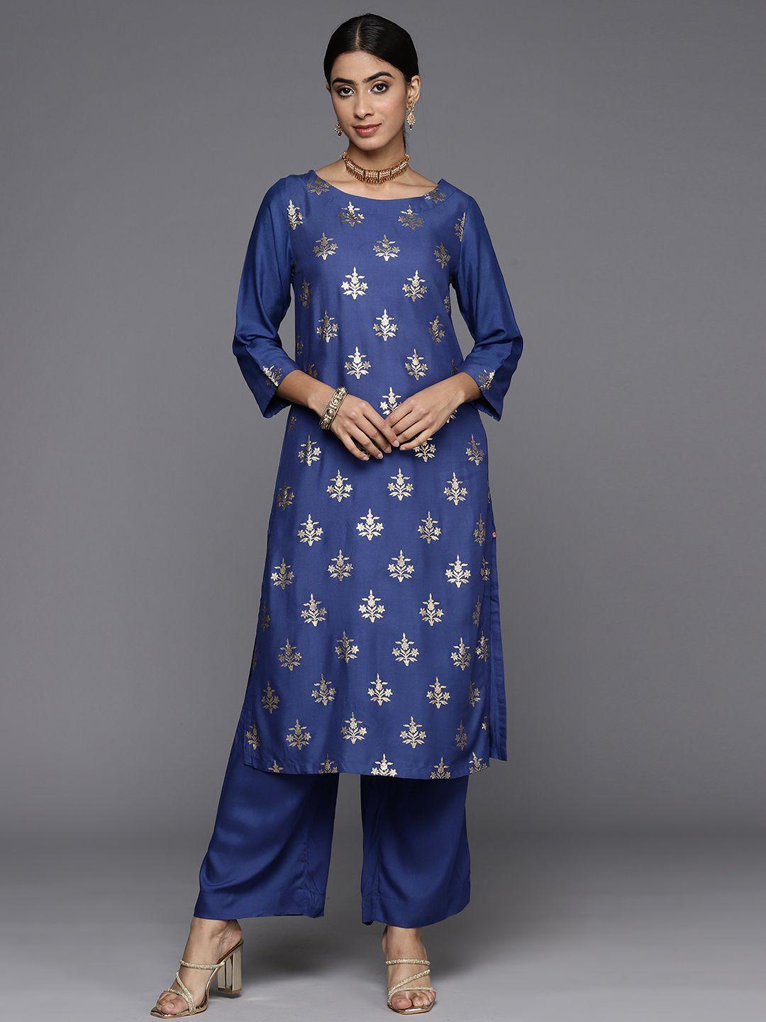 biba foil print kurta with palazzos