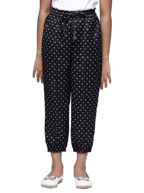 biba girls black printed pants