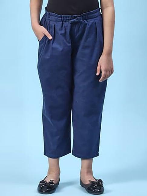 biba girls blue solid trousers