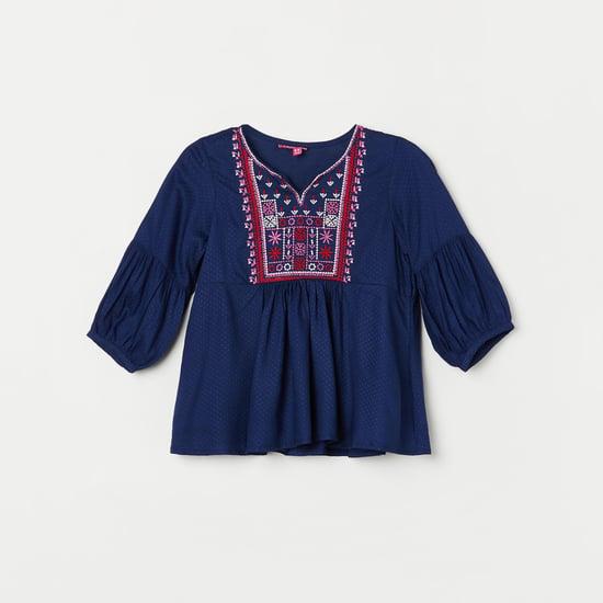 biba girls embroidered peplum top