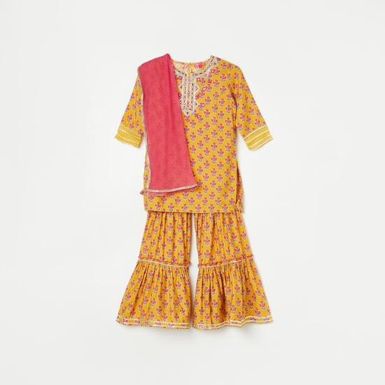 biba girls printed kurta set