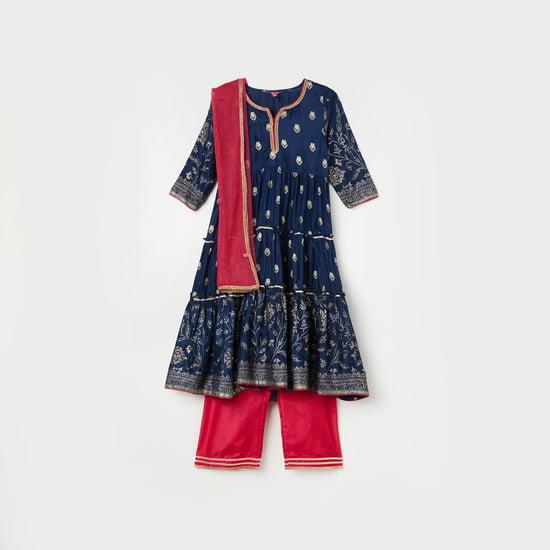 biba girls printed kurta set