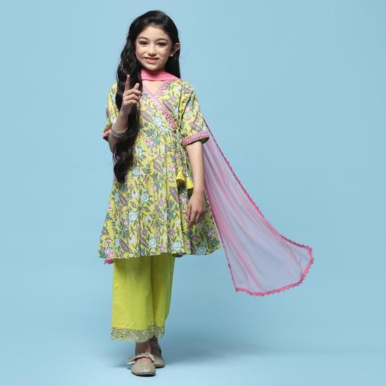 biba girls printed kurta set