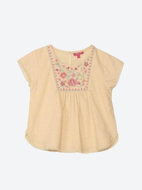 biba girls yellow embroidered top